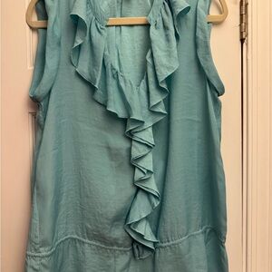 Ann Taylor LOFT Aqua Ruffled Blouse